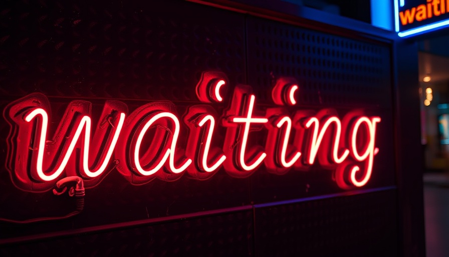 Neon signs with 'waiting' on dark wall signify ADHD PMDD risk in women.
