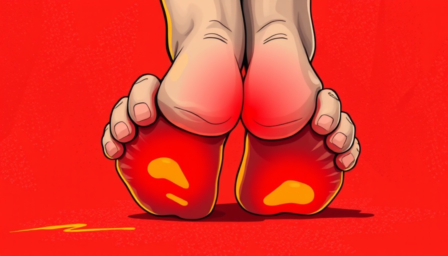 Abstract foot pain symptoms illustration, foot doctors caution.
