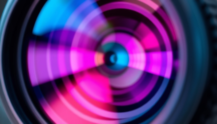 Colorful abstract camera lens art with reflections.