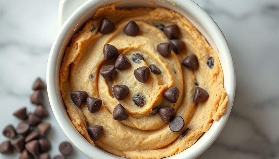 Peanut butter chocolate chip protein cookie dough in a bowl.
