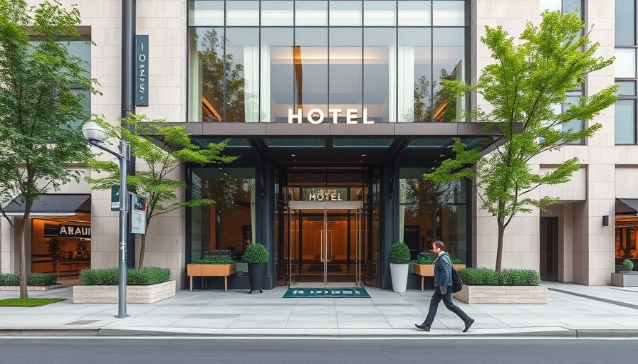 Elegant modern hotel facade in Melbourne.