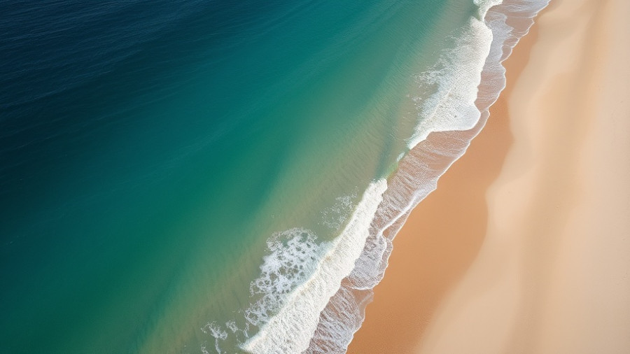 Aerial view of a tranquil sandy coastline on an African cruise itinerary.
