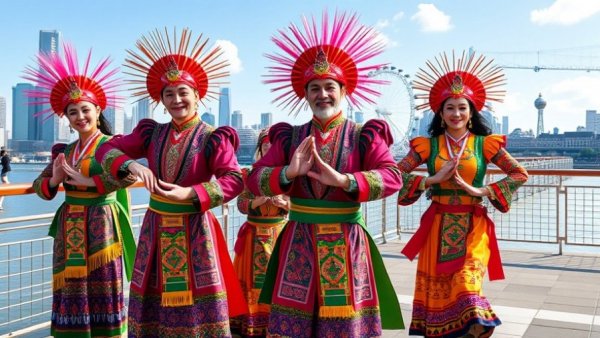 Traditional performers in vibrant attire on city bridge, World's Best Cities 2026.