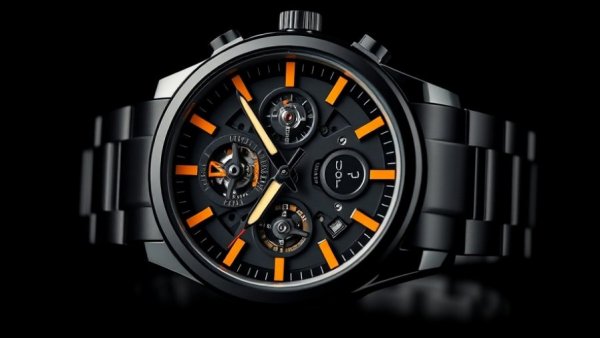 Innovative luxury watch with intricate design and vibrant accents.