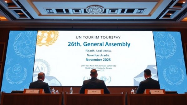 Speakers at UN Tourism Assembly on global tourism trends, Riyadh 2025.