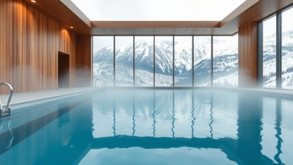 World's Most Beautiful Spas: Modern spa over serene blue geothermal pool