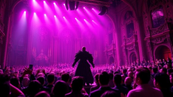 Mystical concert scene with gothic stage design at Kansas City show.