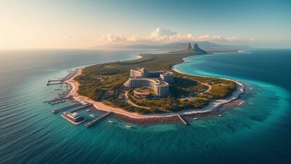 Hilton Loyalty Program Overhaul: Aerial view of luxury oceanfront resort.