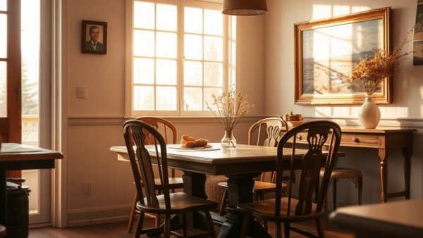 Cozy rustic dining area perfect for winter weekend getaways from NYC.