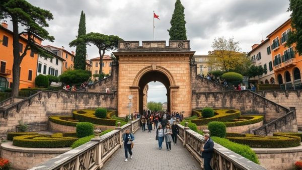 Historic stone bridge and gate on Malta day trips tour.