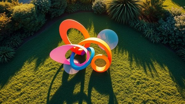 Colorful art installation surrounded by greenery for Minas Gerais design lovers.