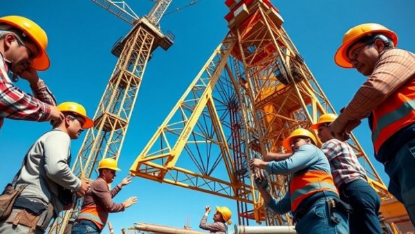 Sagrada Família Tower of Barnabas construction with workers.