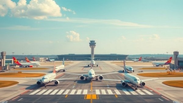 Airport scene illustrating states sovereignty over airspace.