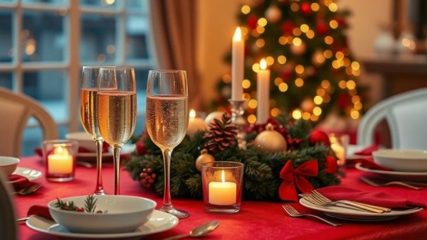 Elegant festive table setting for holiday entertaining