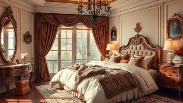 Luxury Boutique Accommodations bedroom with elegant decor.