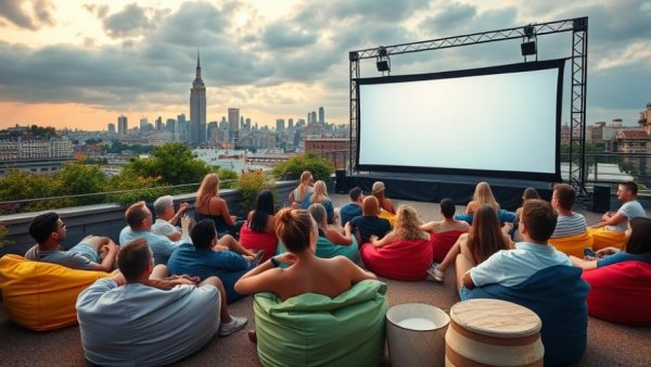 Outdoor rooftop cinema, things to do in West Hollywood, at sunset.