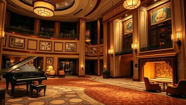 Exquisite luxury hotel interiors and facade, opulent design.