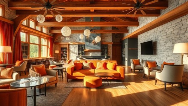 Luxury boutique hotel lounge in Porto with plush seating and stone walls.