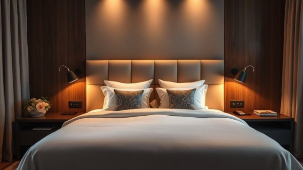 Boutique hotel redevelopment in Port Chester: Elegant hotel room with king-sized bed.