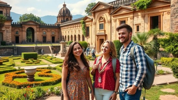 Travelers exploring historic Italy site, aligned with luxury travel trends 2026.