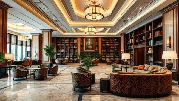 Luxurious hotel lobby interior with elegant design elements.