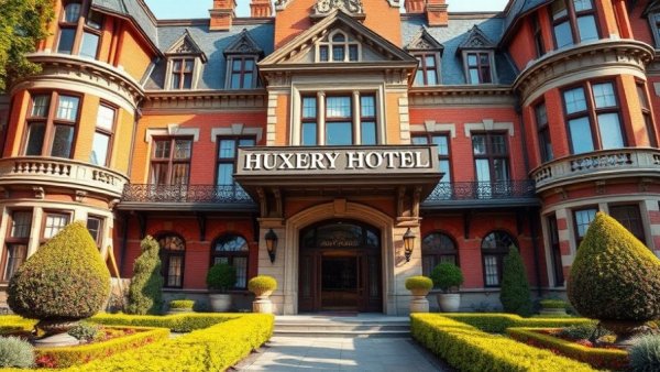 Victorian-style luxury hotel entrance exuding elegance and class.