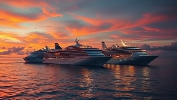 Royal Caribbean ships promoting loyalty programs on serene ocean.