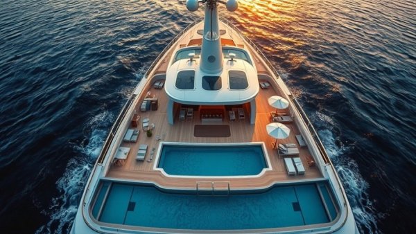Luxurious mega yacht showcasing luxury travel trends.