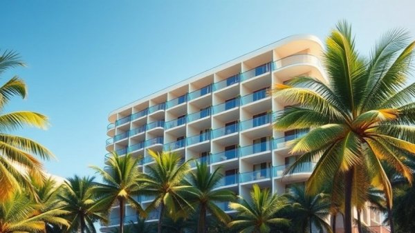 Luxury Residential Project in Boca Raton featuring modern architecture with lush greenery and balconies.