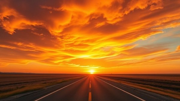 Sunset road inspiring journey quotes for travel and adventure.