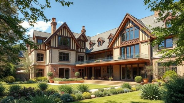 Luxury hotel renovation with a modern extension and garden.