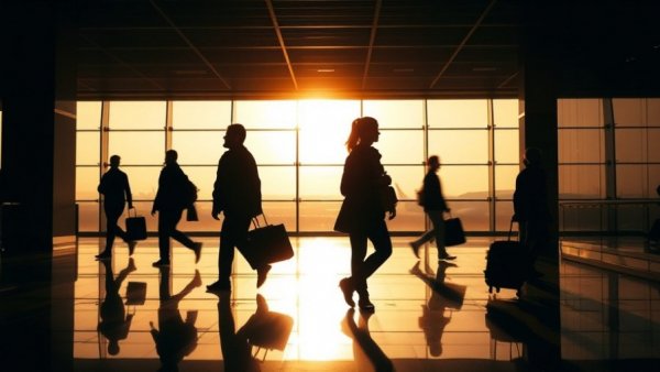 Silhouetted travelers at airport, evokes American Passport Losing Its Power.