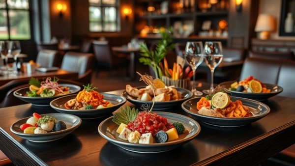 Elegant gourmet restaurant highlights with exquisite dishes.