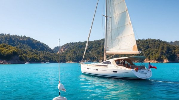 Kekova Blue Cruise Guide: Majestic sailboat in turquoise waters.