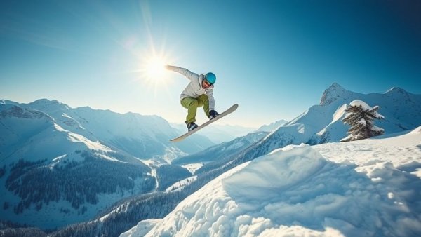 Snowboarding trick in Stubai Valley with luxury travel experience.