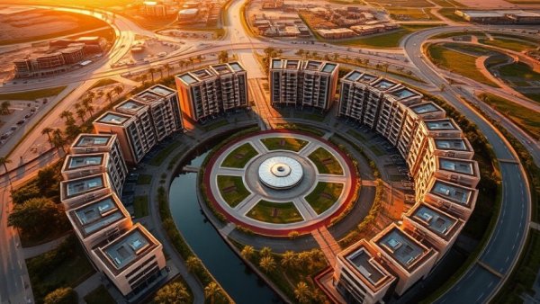 Manchester City Residences aerial view on Yas Island