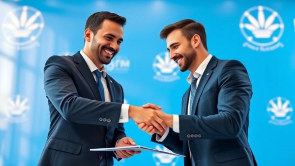 Businessmen shaking hands at Aston Martin luxury residences in Brazil signing.
