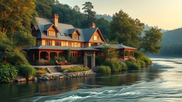 Luxurious riverside boutique hotel surrounded by nature.