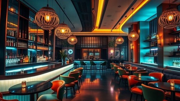 Luxury boutique hotel bar with modern decor in Paris.