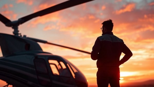 Luxury travel experiences: Helicopter at sunset
