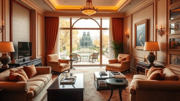 Elegant and opulent suite showcasing luxury boutique accommodations.