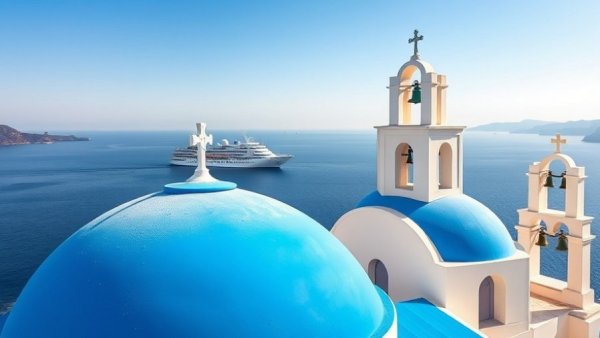 Greek architecture and ship for 'Should You Wait to Book That Trip'.