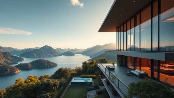 Luxury honeymoon destination villa with infinity pool and mountain view.