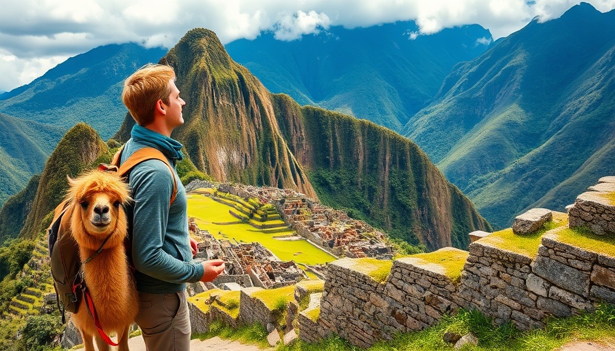 Luxury Travel Trends 2025: Traveler and llama at Machu Picchu