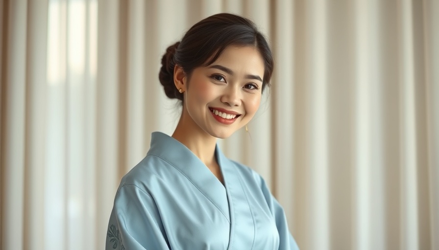 Woman in blue kimono, confident smile, Cynthia Rowley's Airbnb experience
