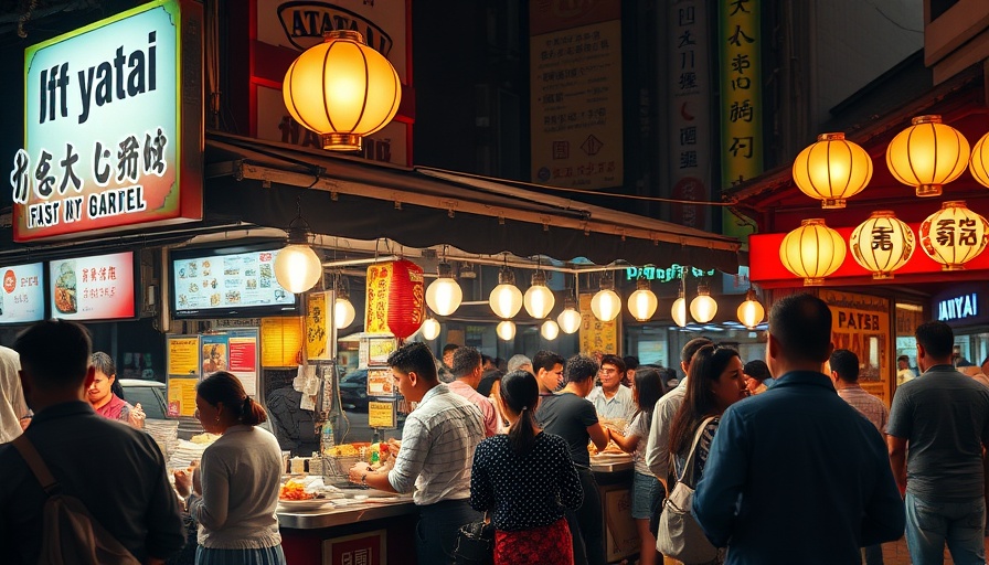 Street food stall in Fukuoka bustling with diners enjoying ramen.