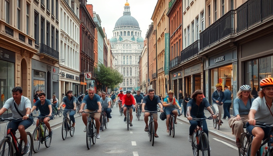 Denmark Street Day Festival vibrant street view with cyclist.