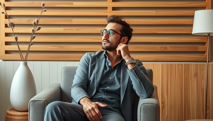 Elegant man in modern interior reflecting luxury hotel design