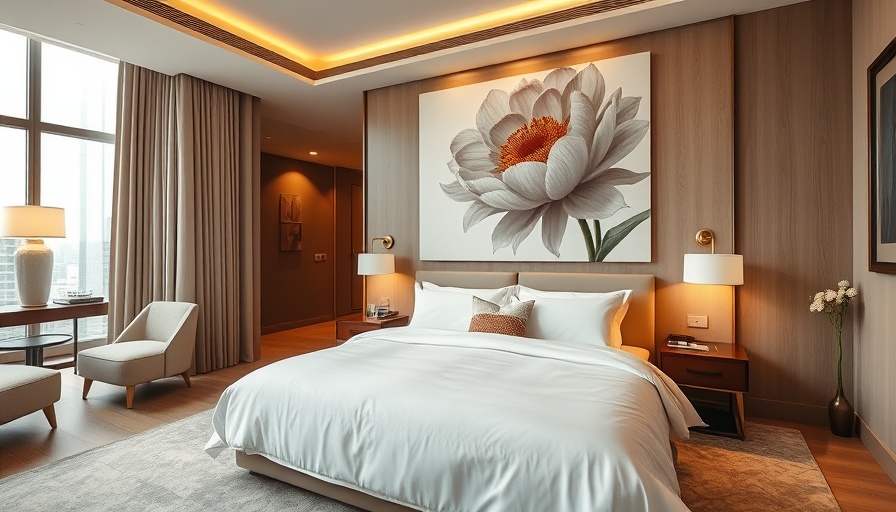 Elegant hotel room with luxury design and plush bedding.