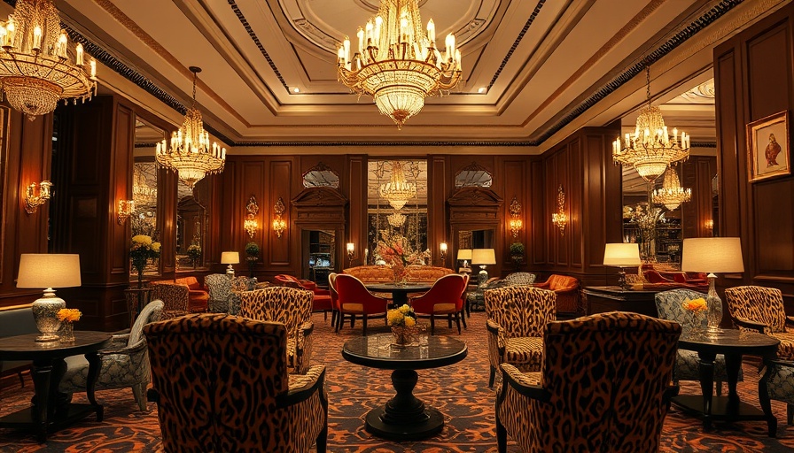 Opulent lounge in luxury Manhattan hotel.